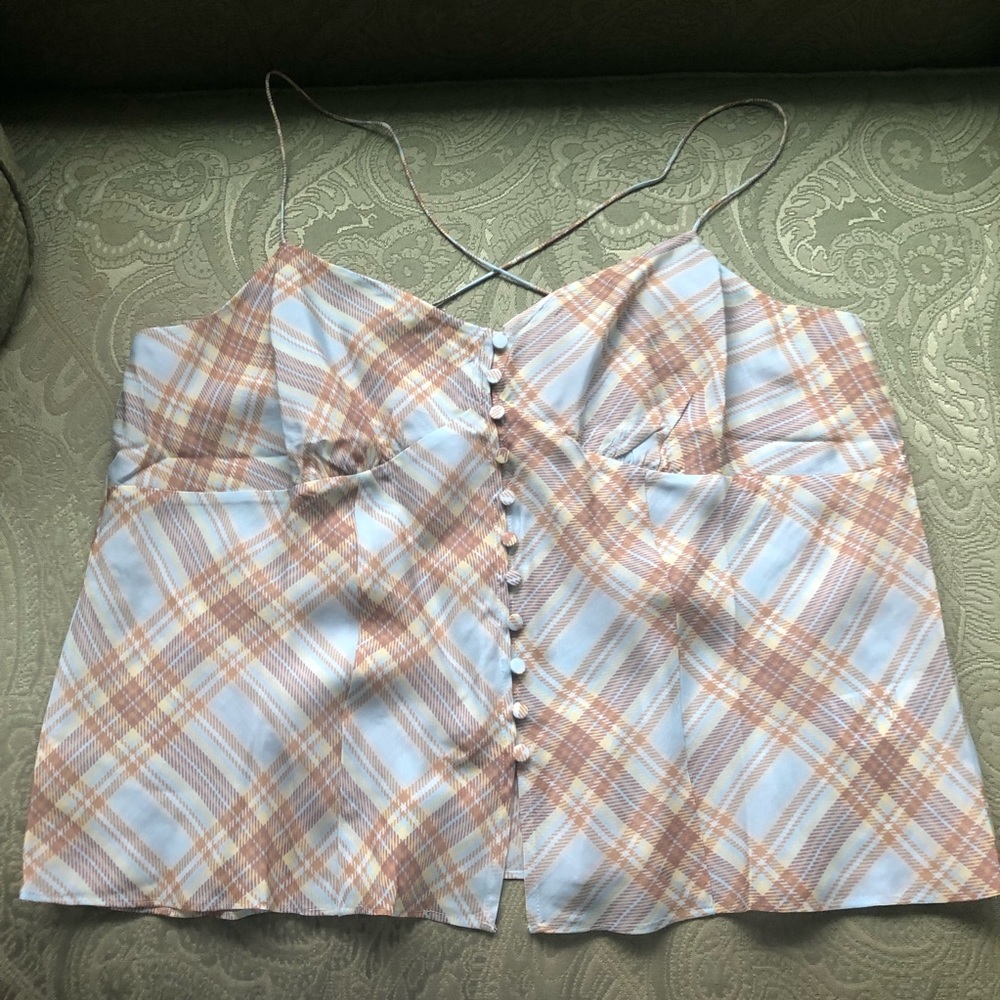 NWT J. Crew Button-front Camisole Top in Golden Hour Tartan Size XL - Picture 11 of 14